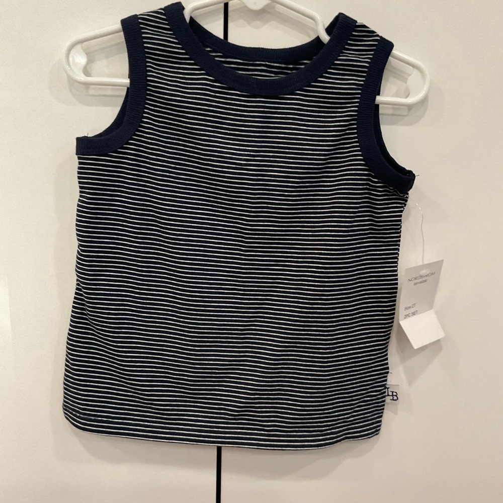Little brother Navy Striped Kids Tank Top